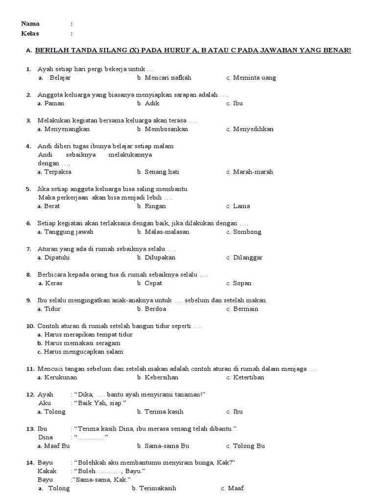 10 Contoh Soal Kelas 1 Tema 4 Keluargaku Paling Efektif Untuk Latihan Belajar Anak 2026