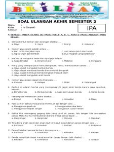 5 Fakta Mengejutkan Soal UAS Kelas 4 Semester 2 Tema 6 yang Wajib Diketahui Orang Tua