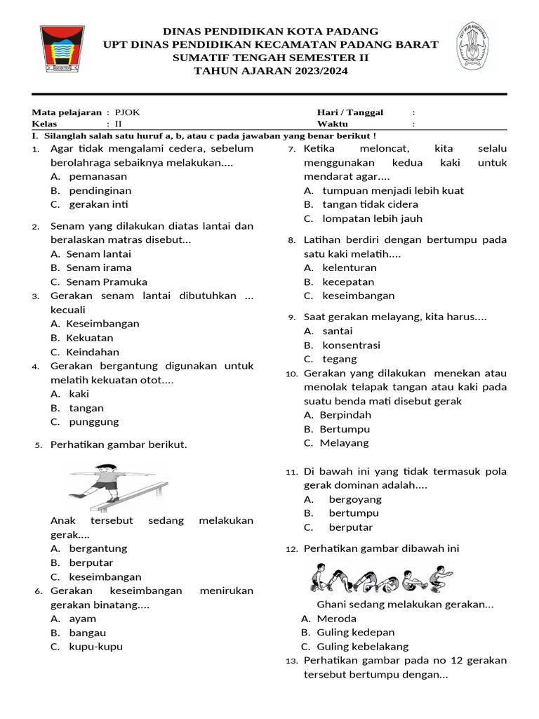 Soal PJOK Kelas II Semester II 2023 PDF Soal PJOK Kelas II Semester II 2023 PDF
