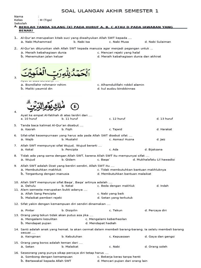 7 Latihan Soal UAS Kelas 3 SD Pendidikan Agama Islam yang Terbukti Bikin Anak Siap Sebelum Terlambat 7 Latihan Soal UAS Kelas 3 SD Pendidikan Agama Islam yang Terbukti Bikin Anak Siap Sebelum Terlambat
