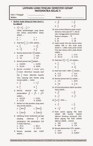 7 Lembar Kerja Soal Latihan Matematika Kelas 5 Semester 2 Kurikulum 2013 Siap Cetak yang Wajib Dimiliki