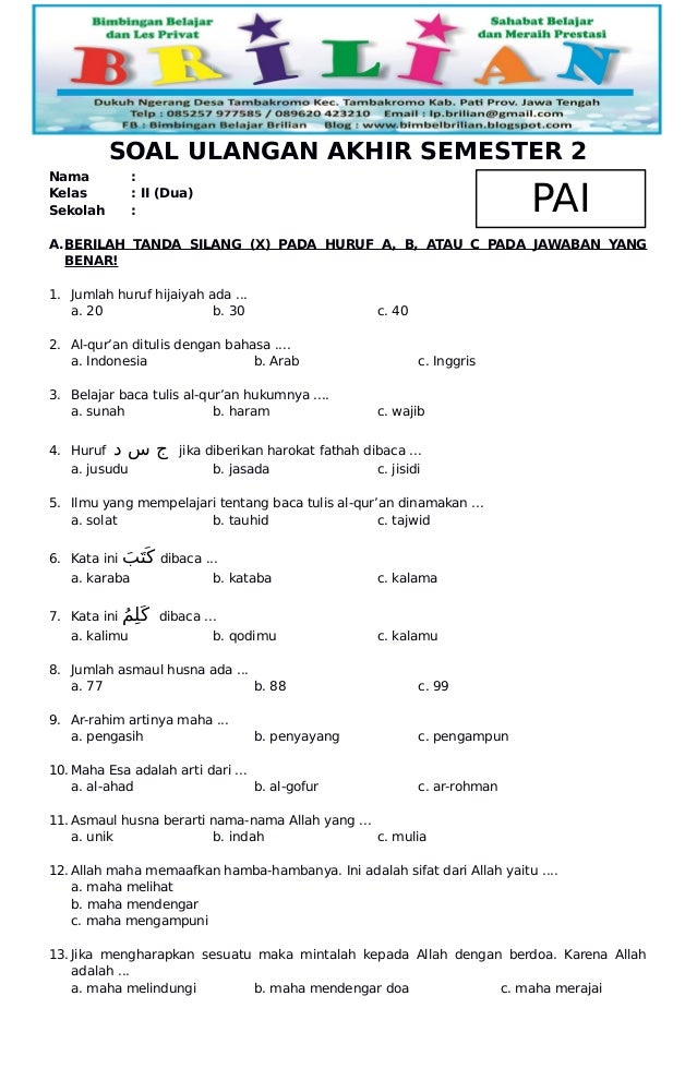 7 Rahasia Nilai Sempurna dengan Soal Bahasa Indonesia Kelas 2 SD Semester 2 PDF Terbaru
