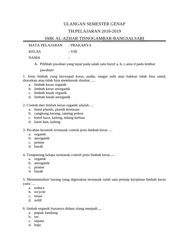 7 Rahasia Sukses Menjawab Soal Essay Prakarya Kelas 8 Semester 2 Agar Nilai Maksimal