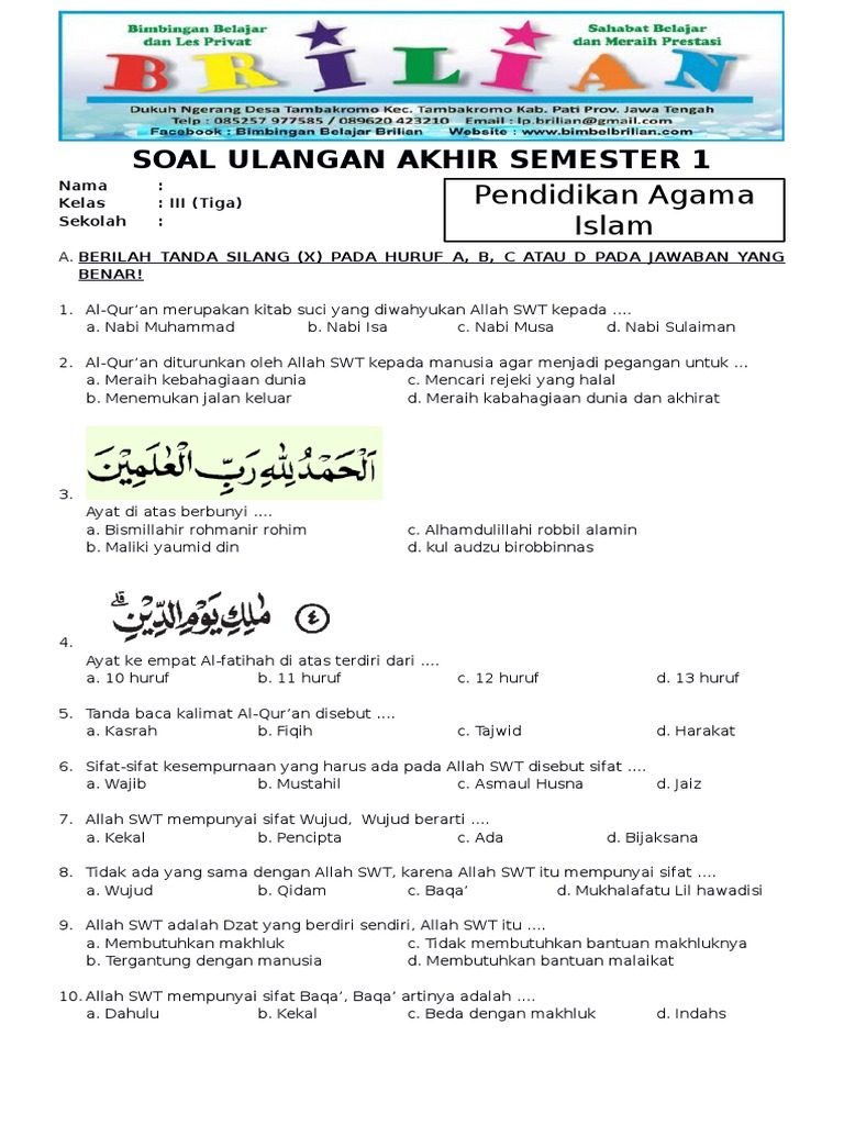 7 Rahasia Sukses UAS Kelas 3 dengan latihan soal uas kelas 3 pendidikan agama islam 2026