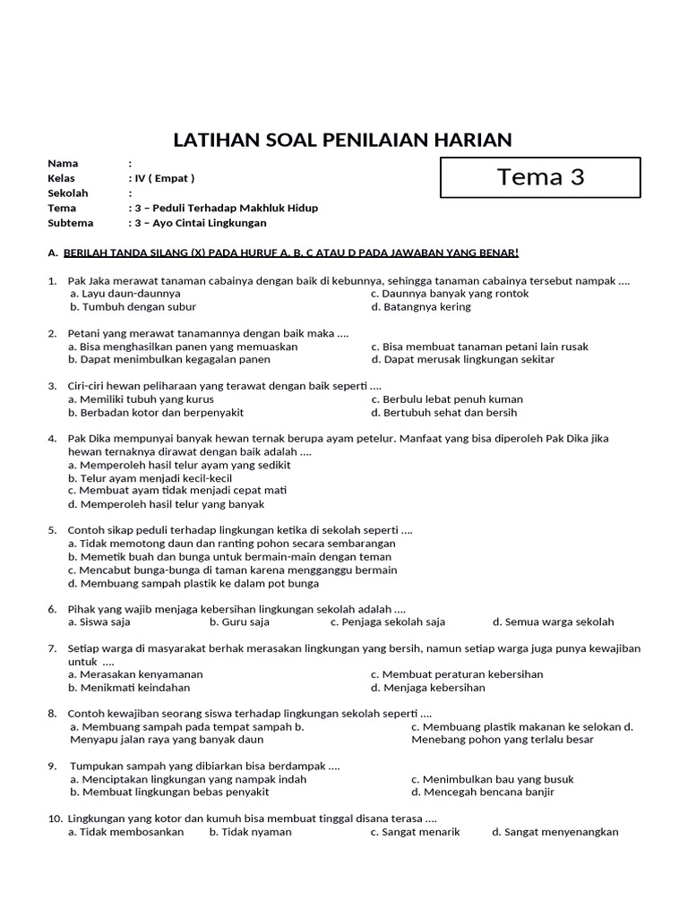 7 Tips Menguasai Latihan Soal Tema 3 Kelas 4 dan Kunci Jawaban Agar Nilai Meningkat 7 Tips Menguasai Latihan Soal Tema 3 Kelas 4 dan Kunci Jawaban Agar Nilai Meningkat