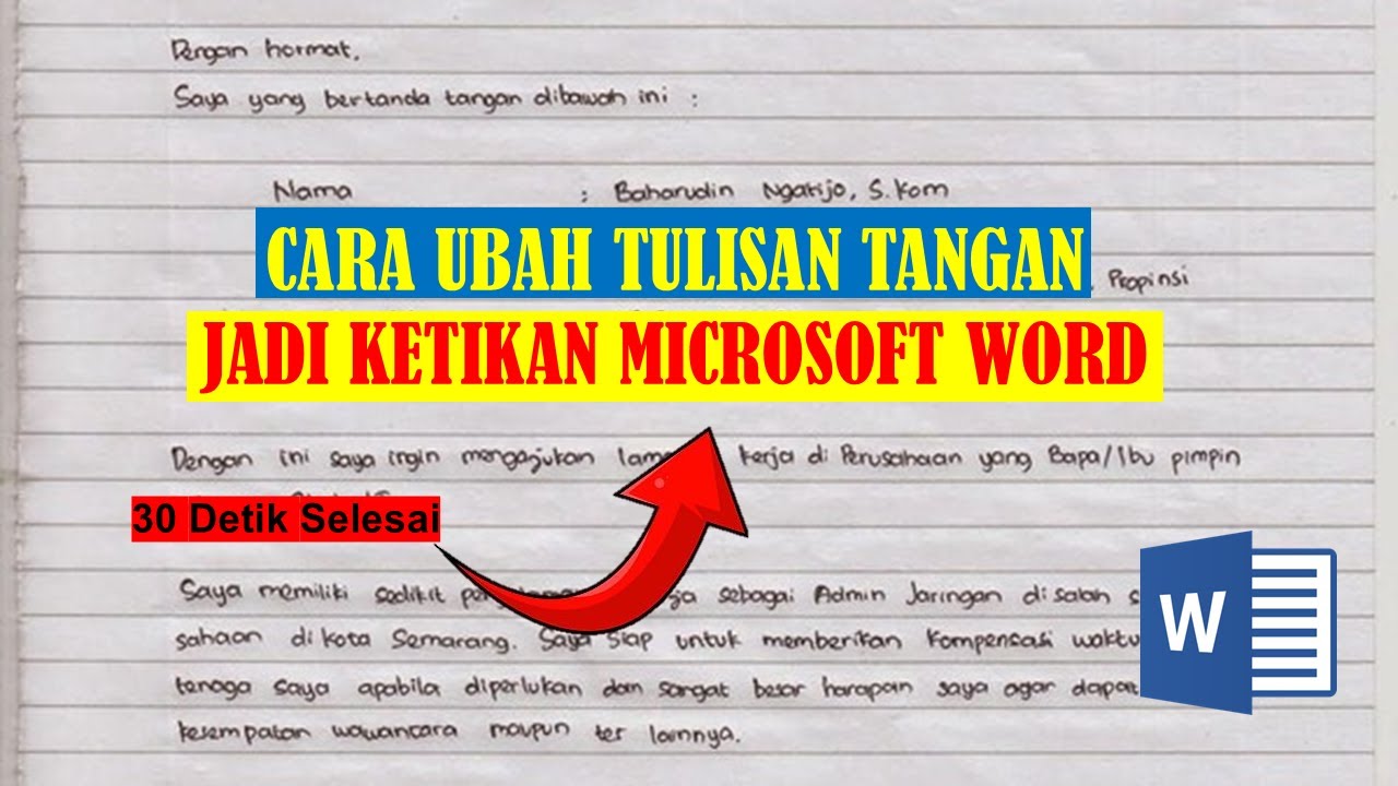 CARA UBAH TULISAN TANGAN JADI KETIKAN MICROSOFT WORD - YouTube