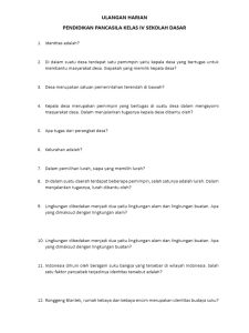 Ternyata Ini Contoh Soal Ulangan Harian Kelas 4 Tema 7 Subtema 1 yang Siap Cetak dan Wajib Dicoba Siswa