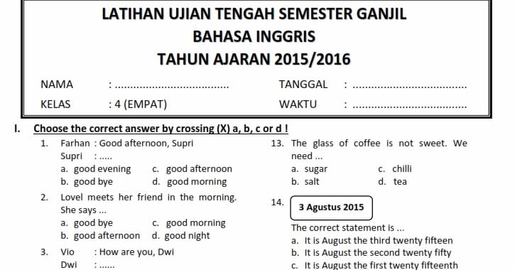 Ternyata Ini Rahasia Jitu Latihan Soal UAS Ganjil Bahasa Inggris Kelas 3 Kurikulum 2013 yang Wajib Diketahui