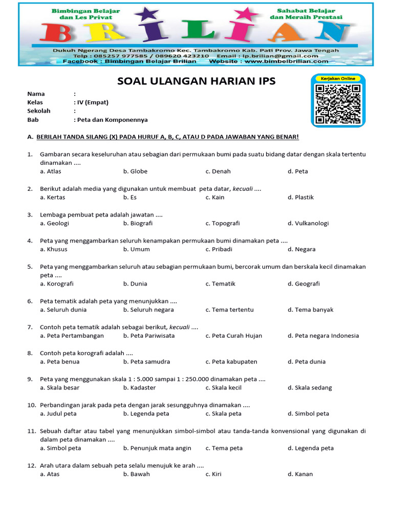 contoh soal kegiatan ekonomi kelas 4 sd