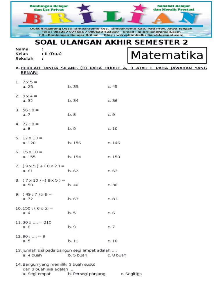 Wajib Tahu Bocoran Soal Armel Kelas 2 SD Semester 2 Agar Nilai Ujian Langsung Melejit